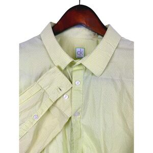 Calvin Klein CK One Mens XL Long Sleeve Button Down Shirt Green White